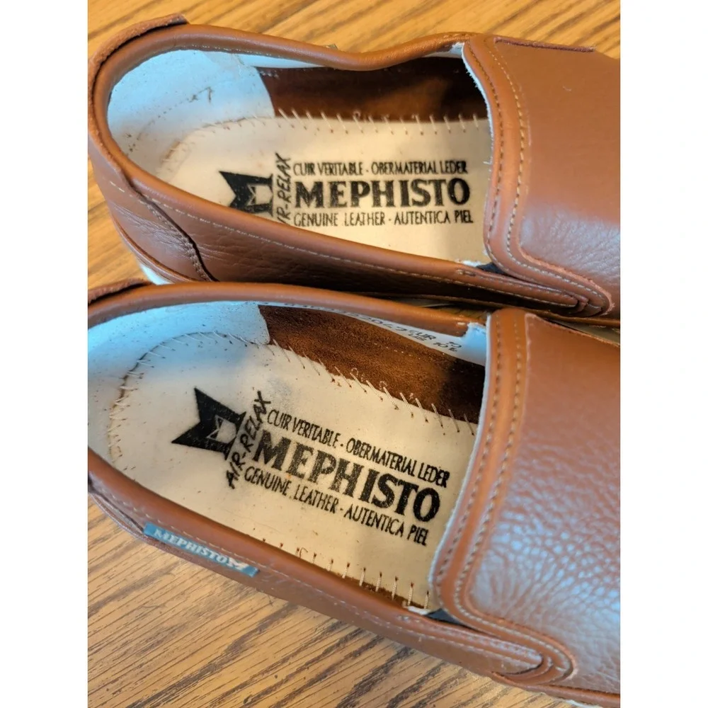 Mephisto Mens 10.5 Brown Pebbled Leather Air-Relax Comfort Shoes Sneaker Slip On